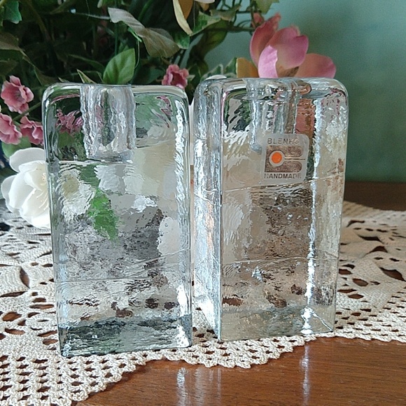Blenko Other - Blenko Glass Block Candlesticks